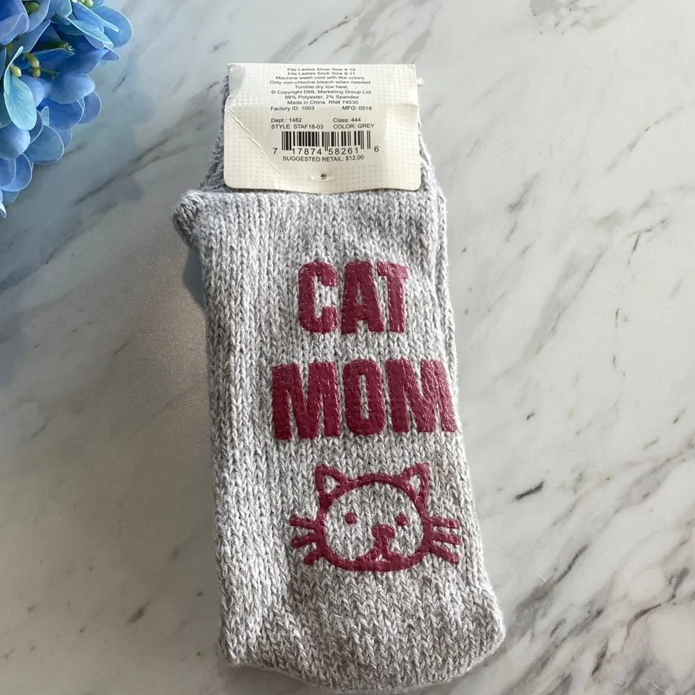 Keep Your Socks On! Cat Mom Slouch Socks NEW